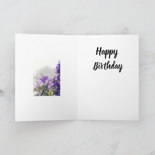 *~*のハッピーバースデーのクレマチスの花はカスタマイズ カード (内部)