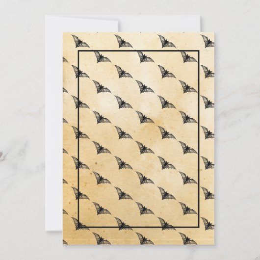 のハロウィン結婚ゴシックフレームヴィンテージこうもり 招待状 (裏面)