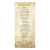 のハートぶら下がったツリーのヴィンテージ結婚式プログラム ラックカード (裏面)