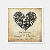 のハートぶら下がったツリーヴィンテージウェディングコレクション スタンダードカクテルナプキン (正面)