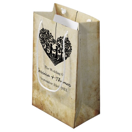 のハートぶら下がったツリーヴィンテージウェディングコレクション スモールペーパーバッグ (正面アングル)