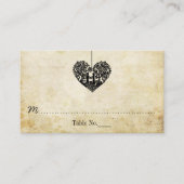 のハートぶら下がったツリーヴィンテージウェディングコレクション プレイスカード (正面)