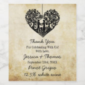 のハートぶら下がったツリーヴィンテージウェディングコレクション ワインラベル (シングルラベル)