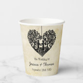 のハートぶら下がったツリーヴィンテージウェディングコレクション 紙コップ (裏面)