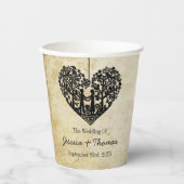 のハートぶら下がったツリーヴィンテージウェディングコレクション 紙コップ (正面)