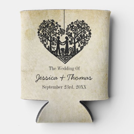 のハートぶら下がったツリーヴィンテージウェディングコレクション 缶クーラー (正面)