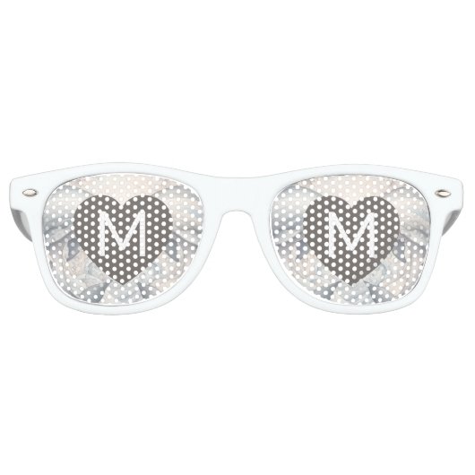 のハート結婚サングラスはあなたのモノグラムを追加 レトロサングラス (正面)