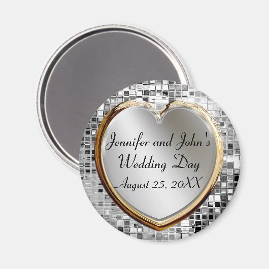 のハート結婚及びシークイン磁石 マグネット (正面/裏面)