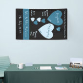 のバック結婚ラブブルーとブラックとラブハート 横断幕 (トレードショー)