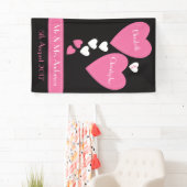 のバック結婚/フォトブースブラック&ピンクハート 横断幕 (インサイチュ)