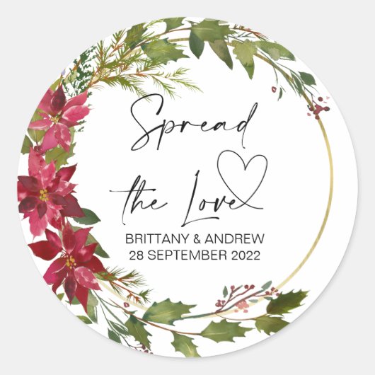 のバッグ結婚の好意が愛のジャムクリスマスを広める ラウンドシール (正面)