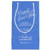 のバッグ結婚は青い白いレースの後ずっと幸せに スモールペーパーバッグ (正面)