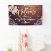 のバナ結婚ーフローラストリングライトウッドレースデコール 横断幕 (インサイチュ)