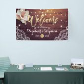 のバナ結婚ーフローラストリングライトウッドレースデコール 横断幕 (トレードショー)