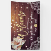 のバナ結婚ーフローラストリングライトウッドレースデコール 横断幕 (縦)