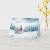 のバニー祈ラビットクリスマスホリデーカード カード (黄色い花)