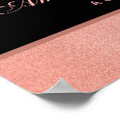 のバラ結婚金ゴールドブラックピンクスクリプトウェルカムサイン ポスター (角)