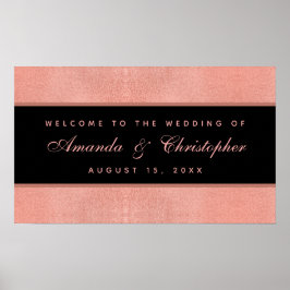 のバラ結婚金ゴールドブラックピンクスクリプトウェルカムサイン ポスター