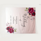 のバラ結婚金ゴールドブルゴーニュ花模様写真の背景 タペストリー (正面(横))