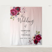 のバラ結婚金ゴールドブルゴーニュ花模様写真の背景 タペストリー (正面)