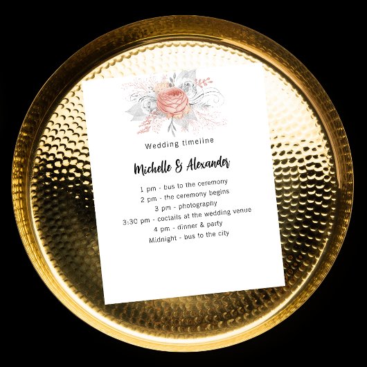 のバラ結婚金ゴールド花模様ホワイトプログラムタイムライン