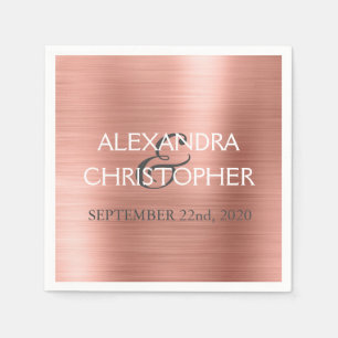 のバラ結婚金ゴールド赤面ピンクフォイルナプキンス スタンダードカクテルナプキン