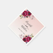 のバラ結婚金ゴールド赤面ピンク花模様ブルゴーニュ スタンダードカクテルナプキン (角)