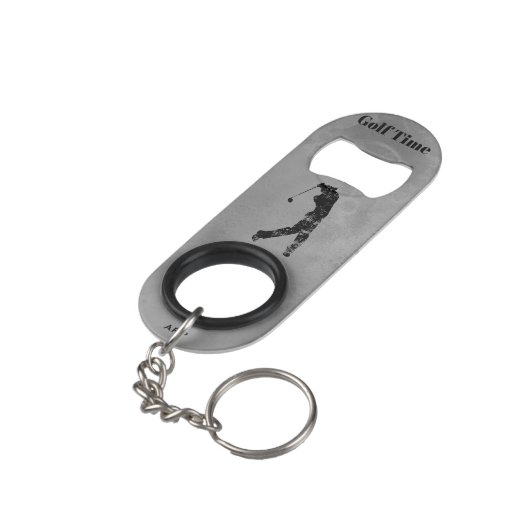 *~*のバーテンダーの灰色の大理石の織り目加工のゴルファーの灰色 キーホルダー栓抜き (裏面アングル)