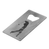 *~*のバーテンダーの灰色の大理石の織り目加工のゴルファーの灰色 クレジットカード栓抜き (正面アングル)