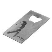 *~*のバーテンダーの灰色の大理石の織り目加工のゴルファーの灰色 クレジットカード栓抜き (裏面アングル)