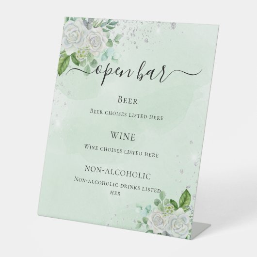 のバー結婚メニューフローラeucalyptus green 台座サイン (正面)