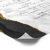 のバー結婚メニュー黒金ゴールド瑪瑙マーブル ポスター (角)