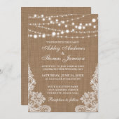 のバ素朴ラップ結婚ストリングライツレース招待状 招待状 (正面/裏面)