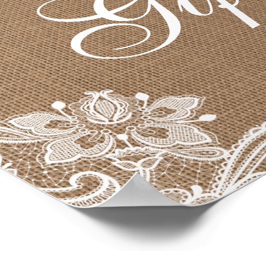 のバ素朴ラ結婚ップ照明レースカードギフト ポスター (角)