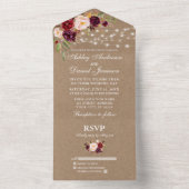 のバ素朴ルグンディ結婚フローラストリング照明クラフト オールインワン招待状 (内側)