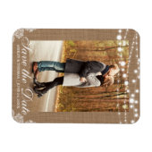 のバ素朴ーラップ結婚レースのライト日付を保存 マグネット (横)