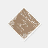 のバ素朴ー結婚ラップのストリングはレースをライト スタンダードカクテルナプキン (角)