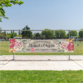 のバ結婚ナーフラワー&ストリングライト素朴ウッド 横断幕 (インサイチュ)