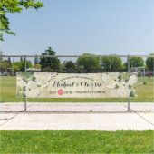 のバ結婚ナーフラワー&ストリングライト素朴ウッド 横断幕 (インサイチュ)