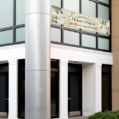 のバ結婚ナーフラワー&ストリングライト素朴ウッド 横断幕 (ビルの外側)