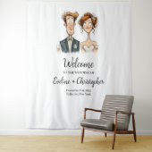 のバ結婚ナー予測できな新婦と新郎の水色 タペストリー (インサイチュ)