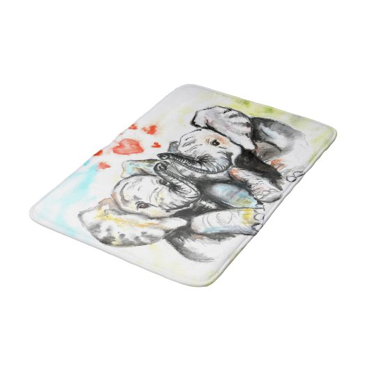 のバ絵画スマットエレファントファミリー バスマット (アングル)