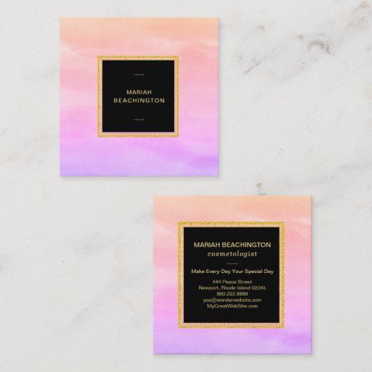 *~*のパステル調のグラデーションな勾配のラベンダーのピンクの抽象芸術 スクエア名刺 (正面/裏面)