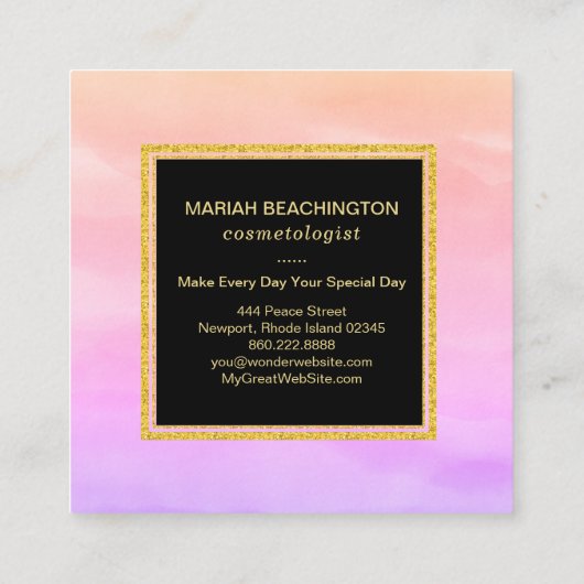 *~*のパステル調のグラデーションな勾配のラベンダーのピンクの抽象芸術 スクエア名刺 (裏面)