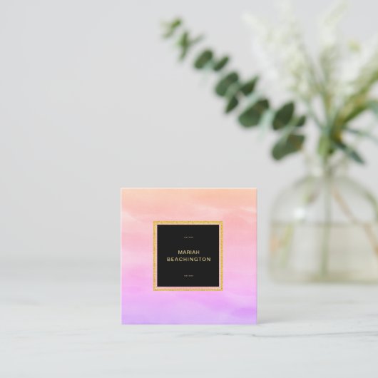 *~*のパステル調のグラデーションな勾配のラベンダーのピンクの抽象芸術 スクエア名刺 (スタンド正面)