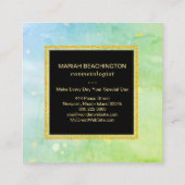 *~*のパステル調のターコイズのスカイブルーのライムグリーンの抽象芸術 スクエア名刺 (裏面)