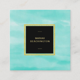 *~*のパステル調の水のミントの海の泡の抽象芸術 スクエア名刺