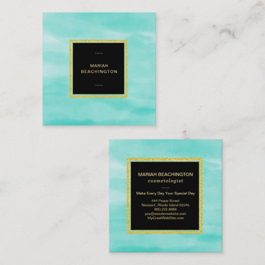 *~*のパステル調の水のミントの海の泡の抽象芸術 スクエア名刺 (正面/裏面)