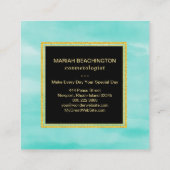 *~*のパステル調の水のミントの海の泡の抽象芸術 スクエア名刺 (裏面)