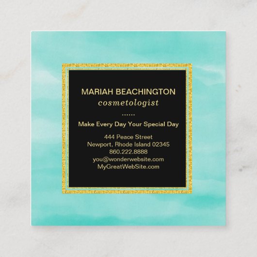 *~*のパステル調の水のミントの海の泡の抽象芸術 スクエア名刺 (裏面)